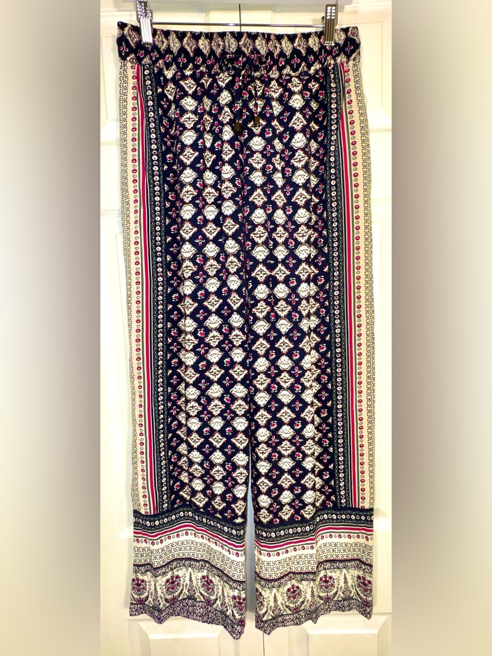 Lucy & Laurel Printed Wide Leg Pull On Crop Pants Women's Size M